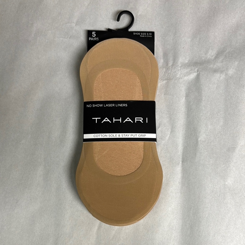 New Tahari Socks Women’s 5 Pairs Liners Socks Tan Low Cut No Show Casual Preppy